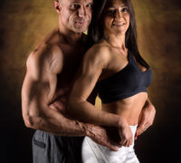 Cassandra e Fabrizio, una coppia di bodybuilders in studio